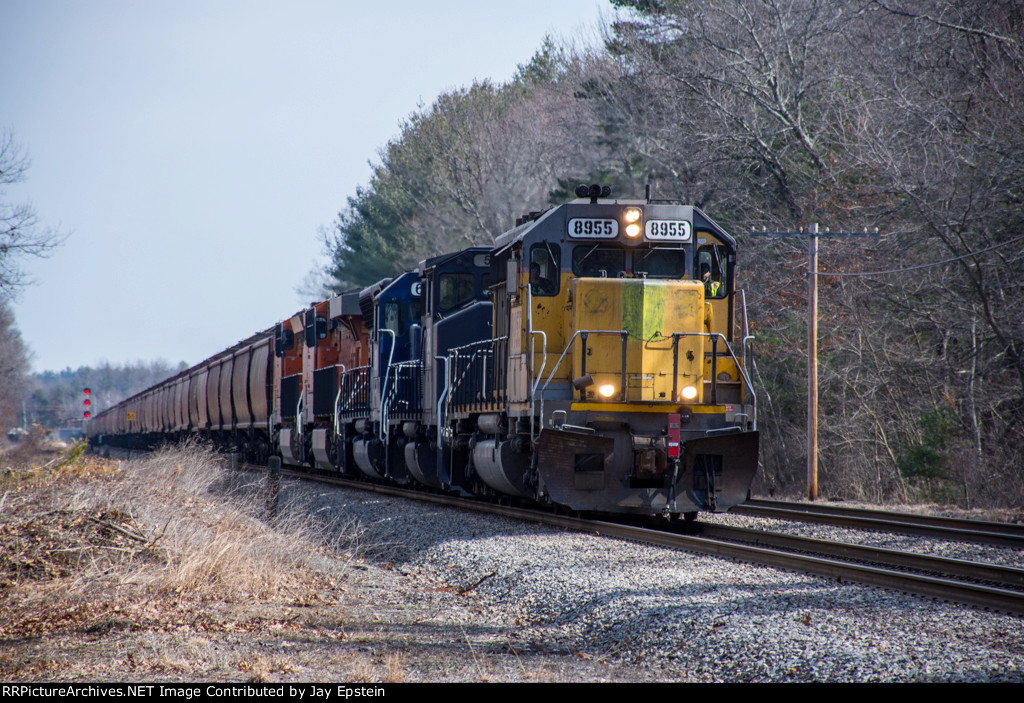 The Empty Grain Train approaches Snake Hill Road 